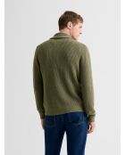Grüner Pullover aus Kaschmir-Baumwolle mit Schalkragen 2