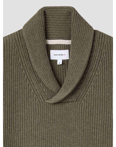 Grüner Pullover aus Kaschmir-Baumwolle mit Schalkragen 2