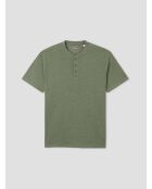 T-shirt col tunisien en jersey vert olive