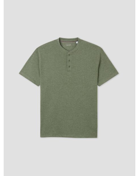 T-shirt col tunisien en jersey vert olive