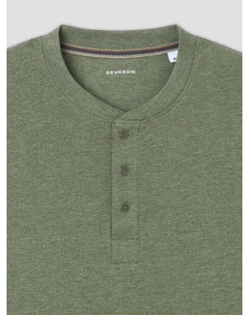 T-shirt col tunisien en jersey vert olive