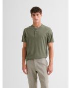 T-shirt col tunisien en jersey vert olive