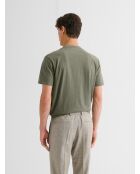 T-shirt col tunisien en jersey vert olive