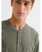T-shirt col tunisien en jersey vert olive