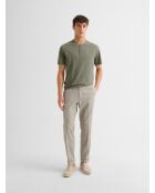 T-shirt col tunisien en jersey vert olive