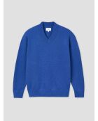 Pullover in maglia con scollo a V in misto lana gypsy blu