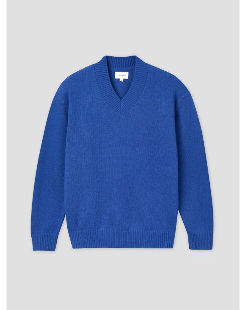Pullover in maglia con scollo a V in misto lana gypsy blu