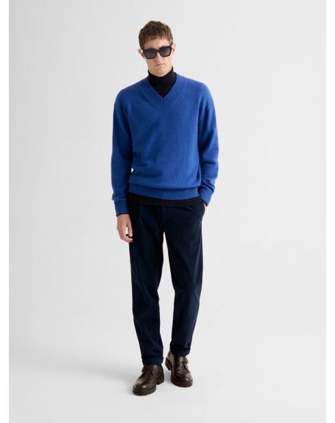 Pullover in maglia con scollo a V in misto lana gypsy blu