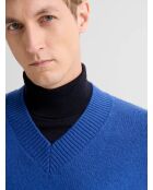 Pullover in maglia con scollo a V in misto lana gypsy blu