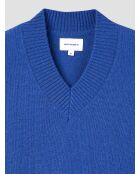 Pullover in maglia con scollo a V in misto lana gypsy blu