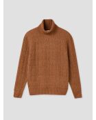 Maglione dolcevita screziato color nocciola 2