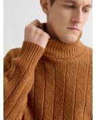 Maglione dolcevita screziato color nocciola 2