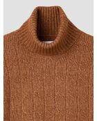 Maglione dolcevita screziato color nocciola 2