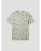 T-shirt col rond fleuri vert amande 2