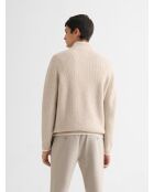 Cardigan zippé bicolore ficelle