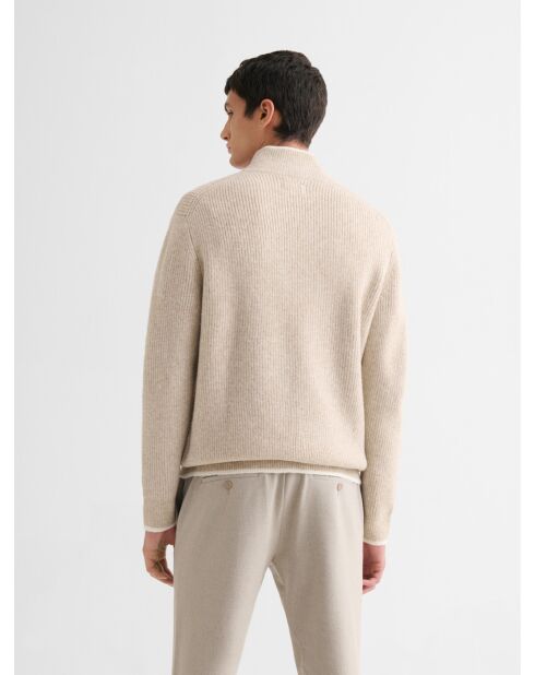 Cardigan zippé bicolore ficelle