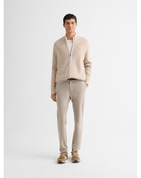 Cardigan zippé bicolore ficelle