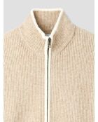 Cardigan zippé bicolore ficelle