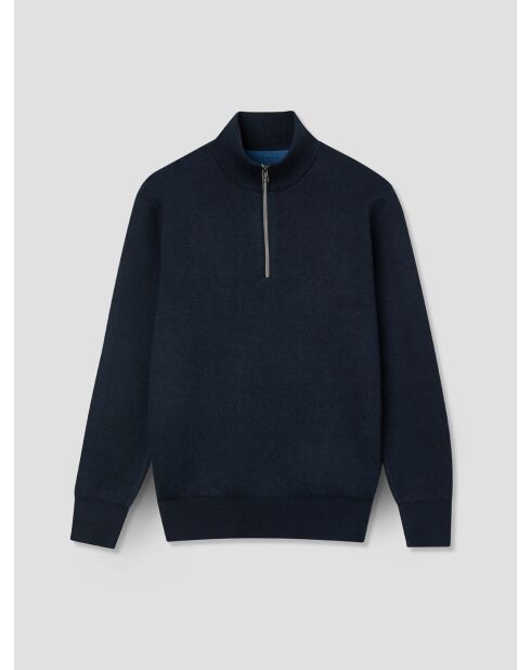 Pullover con zip in cachemire blu marino
