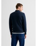 Pullover con zip in cachemire blu marino