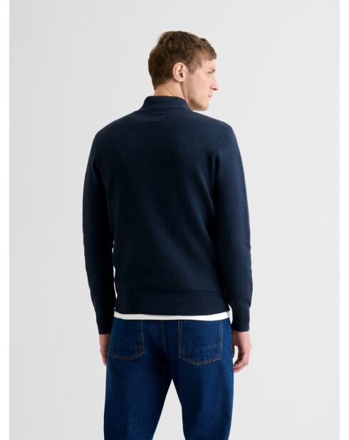 Pullover con zip in cachemire blu marino