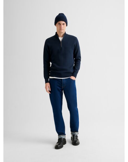 Pullover con zip in cachemire blu marino