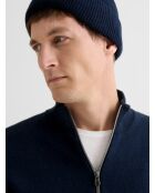 Pullover con zip in cachemire blu marino