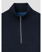 Pullover con zip in cachemire blu marino