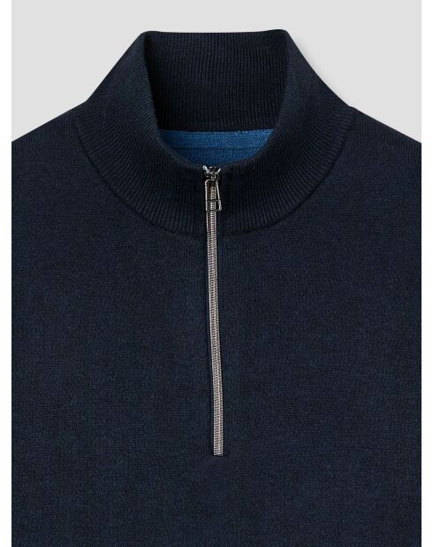 Pullover con zip in cachemire blu marino