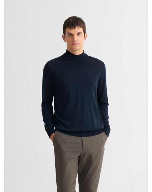 Pull col cheminée en laine Mérinos dark navy