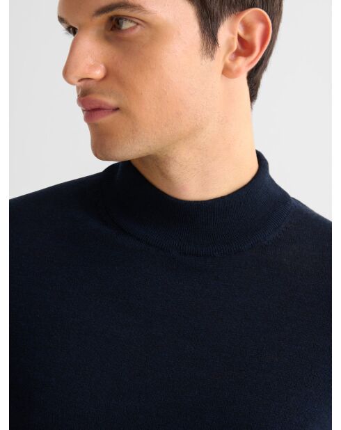 Pull col cheminée en laine Mérinos dark navy
