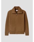 Cardigan zippé en laine certifiée noisette
