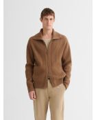 Cardigan zippé en laine certifiée noisette