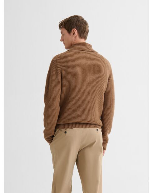 Cardigan zippé en laine certifiée noisette