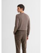 Maglione girocollo in lana merino castagna