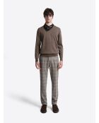 Maglione girocollo in lana merino castagna