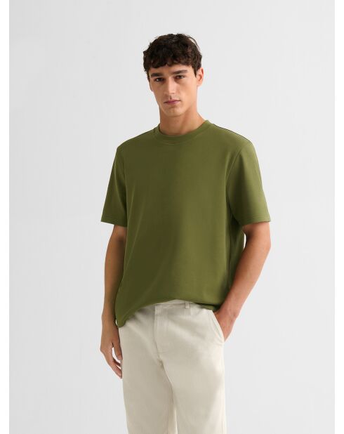 T-shirt col rond regular vert olive