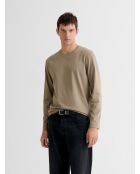 T-shirt manches longues col tunisien noisette