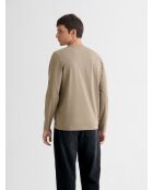 T-shirt manches longues col tunisien noisette