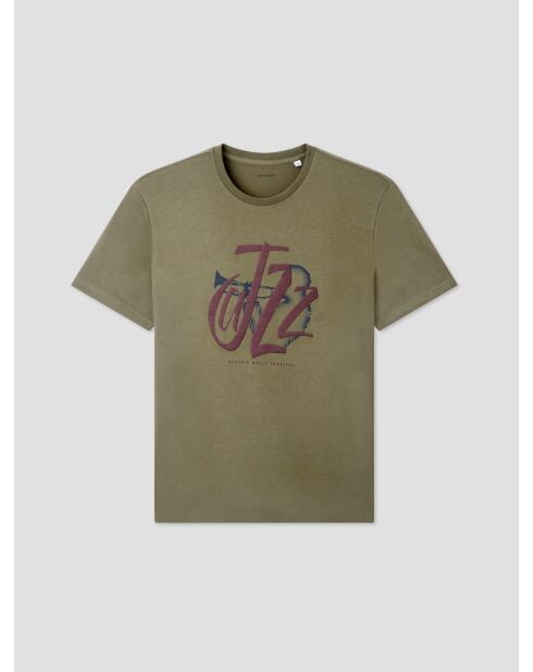 T-shirt col rond en jersey vert olive