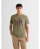 T-shirt col rond en jersey vert olive