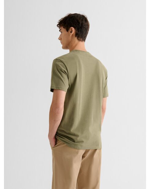 T-shirt col rond en jersey vert olive
