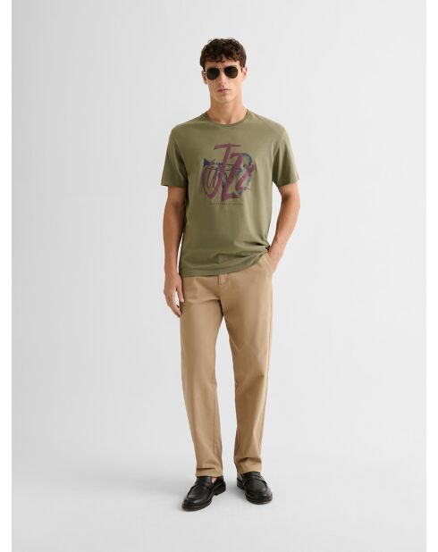T-shirt col rond en jersey vert olive