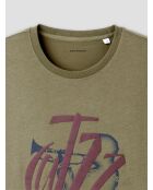 T-shirt col rond en jersey vert olive