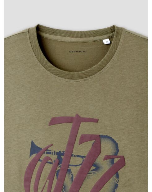 T-shirt col rond en jersey vert olive