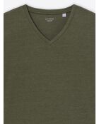 Supima kaki katoenen t-shirt met v-hals