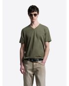 Supima kaki katoenen t-shirt met v-hals
