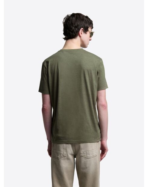 Khakifarbenes T-Shirt mit V-Ausschnitt aus Supima-Baumwolle