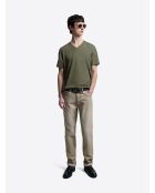 Supima kaki katoenen t-shirt met v-hals