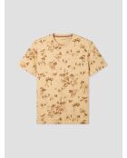 T-shirt col rond en coton beige sable